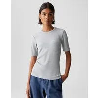 OPUS Kurzarmshirt SULCHEN aus melangiertem Rippjersey