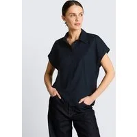 TOM TAILOR Kurzarmbluse Blusen & Shirts Loose Fit Bluse mit Leinenanteil