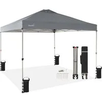 Skandika Pavillon Solvorn, Pop Up Faltpavillon, Stahlgestell, Wasserabweisend, (mit 2 integrierten Transportrollen, einfache Montage), patentierter Einhand-Mechanismus, UV-Schutz 50+, wetterfest Gartenzelt