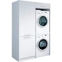 Laundreezy Mehrzweckschrank-Set Laundreezy, 2-tlg. Mehrzweckschrank-Set B/H/T 128/238/68 cm, (2-St), Breite 128 cm, Soft-Close-Funktion, höhenverstellbare Füße