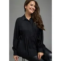 Laura Scott CURVE Longbluse Große Größen femininer Stil, aus Viskose, unifarbene Optik, mit Knöpfen