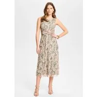 SWING Cocktailkleid - Midi Kleid aus bedrucktem Mesh mit Twist Detail Taillierter Schnitt mit fließendem Rockteil