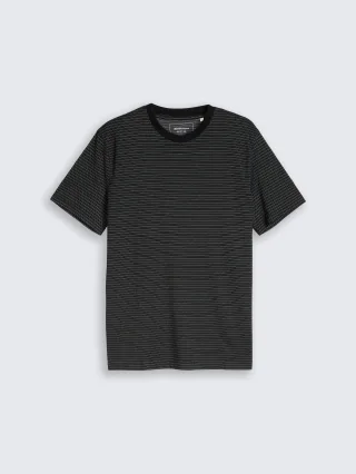 Denim Tom Tailor - T-Shirt mit Streifenmuster black white fine stripe - Gr. - XL