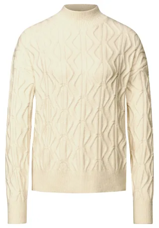 Street One - Pullover mit Strickmuster beige - Gr. - 34