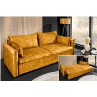 riess-ambiente Schlafsofa APARTMENT 215cm senfgelb -Samt, inkl. Kissen, inklusive Bettkasten, Einzelartikel 1 Teile, 3-Sitzer-Couch mit Bettfunktion - ideal für Wohn- oder Gästezimmer