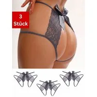 Elegant Love Tanga-Ouvert Damen Slip-Ouvert: Spitzen-Tanga mit offenem Schritt (Packung, 3-St., 3er-Pack) Damen String aus transparentem Material – elegantes Dessous