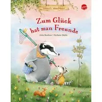 Wassili Waschbär. Zum Glück hat man Freunde / Julia Boehme, Stefanie Dahle, Bilderbuch mit Goldfolienprägung auf dem Cover und auf allen Innenseiten