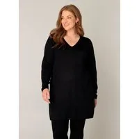Base Level Curvy V-Ausschnitt-Pullover BAS-ANINE-LONG Feinstrick-Qualität