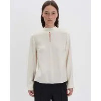 someday Satinbluse ZEUNARA Loose Shirtbluse mit Schlitzdetail weite Passform, Stehkragen, Schlitz unter dem Halsloch