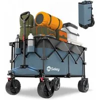 Sekey Bollerwagen Faltbarer Bollerwagen bis 200kg Handwagen Breite Reifen Alle Gelände, Ultrakompakte Faltgröße, mit einer Hand faltbar, 200L 200 KG belastbar