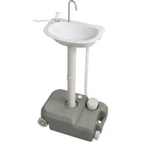 Montafox Waschbecken Mobiles Camping Handwaschbecken mit Fußpumpe und Seifenspender