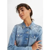 bonprix Jeansjacke in klassischer Form und mit hochwertigen Glitzersteinen
