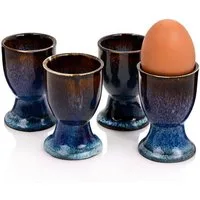 SÄNGER Eierbecher Tokio, (4-tlg., Eierhalter), Blau Schwarz, Handmade, Premium Collection