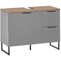 Bega Consult Waschbeckenunterschrank DENVER, 1 Tür, 2 Schubladen, Grau, Evoke Eiche Dekor, B 80 x H 60 x T 35 cm