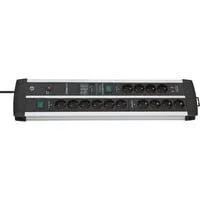 Premium-Protect-Line Steckdosenleiste 14-fach Duo schwarz/silber, 3 Meter, 120.000A Überspannungsschutz, 2x USB