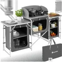 tectake Campingtisch Campingküche XXL mit Aluminiumgestell und 5 Fächern (Outdoor küchenausstattung, 1-St., 1 tlg), Vielseitige Aufbauküche mit Aluminiumgestell