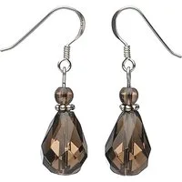Schmuck Krone Paar Ohrhänger Ohrhänger aus Rauchquarz & 925 Silber, braun, Silber 925