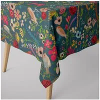 SCHÖNER LEBEN. Tischdecke Tischdecke abwaschbar Blumen Vögel blau div. Größen von SCHÖNER LEBEN., abwaschbar