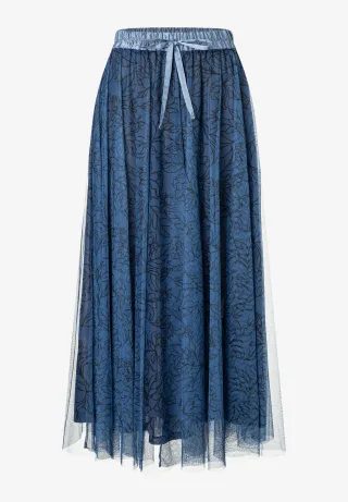 MORE & MORE - Meshrock mit Print blau - Gr. - 34