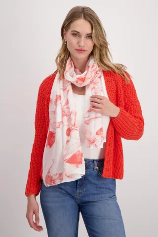 monari - Leichter Blumenschal bright coral gemustert - Gr. - OS