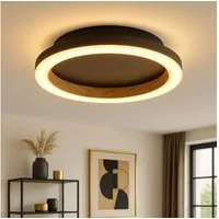 GLOBO LIGHTING LED Deckenleuchte, LED-Leuchtmittel fest verbaut, Warmweiß, Deckenleuchte Wohnzimmerlampe Flurlampe LED Holzoptik schwarz opal