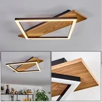 hofstein Deckenleuchte Deckenlampe aus Metall/Kunststoff in Schwarz/Holzoptik/Weiß, ohne Leuchtmittel, im modernen Design, 18 Watt, 1850 Lumen