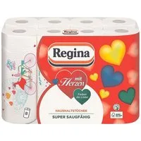REGINA Papierküchenrolle (8-St), 3-lagig, weiß mit Dekor, 43 Blatt/Rolle