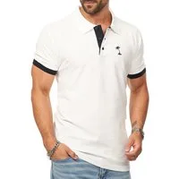 DAILY COTTON Poloshirt in Kurzarm als Freizeit Polo T-Shirt - Polo-Hemd für Herren (1-tlg) Männer Polohemd im Regular-Fit in Piqué-Qualität mit Palmen-Logo