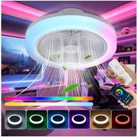 oyajia Deckenleuchte 45W Music LED Deckenleuchte mit Lautsprecher, Leiser Deckenventilator, Luftzirkulationsfunktion, LED fest integriert, RGB Farbwechsel (3000~6500K), Dimmbar LED Deckenventilator, für Wohnzimmer Schlafzimmer Küche Hotel