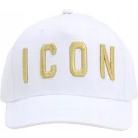 Dsquared2 Baseball Cap Cap Icon Kappe Weiß/Gold Exclusive Limited Edition luxuriöse Verarbeitung mit sportivem Stil