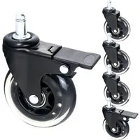 HMF Stuhlrolle 6810 Hartbodenrollen für Bürostuhl mit Bremsfunktion, (5 Stück, Set), für Büro- und Gamingstühle, ø 11 mm, Schwarz
