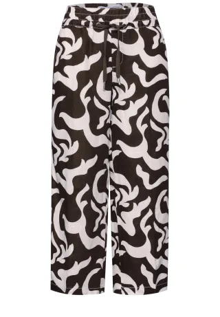 Street One - 7/8 Mid Waist Wide Leg Hose mit Print espresso brown - Gr. - 7