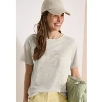 CECIL Kurzarmshirt Sommershirt in Leinen-Optik mit Print