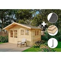 Alpholz Gartenhaus Holz Set - Gabriel 400 x 300 cm, BxT: 438x367 cm, (Set), in Naturbelassen Inkl. Fußboden & Dacheindeckung