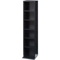 en.casa CD-Regal, »Tynset« 90x20x20 cm Standregal mit 6 Fächern Schwarz