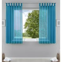 Gardinenbox Gardine (2 St), Schlaufen, transparent, Voile, Transparent Vorhang Set Voile Bleibandabschluss 61000CN