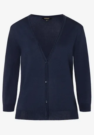 MORE & MORE - Cardigan mit 3/4 Arm blau - Gr. - 42
