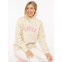 Zwillingsherz Kapuzensweatshirt "Streifen Smile" gestreift, große "SMILE"- Stickerei, Kängurutasche
