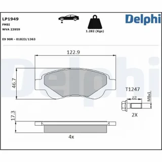 Delphi Bremsbel?ge vorne Citroen C1 Peugeot 107 108 Toyota Aygo