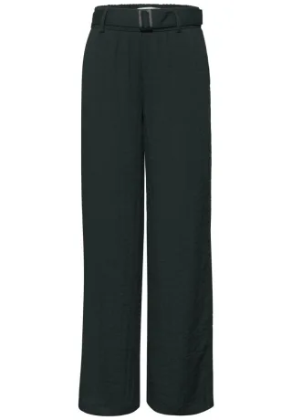 Street One - Wide Leg Hose mit Gürtel im Casual Fit grün - Gr. - 32