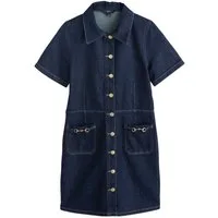 Next Jeanskleid Kurzärmeliges Mini-Jeanskleid mit Schnalle (1-tlg)