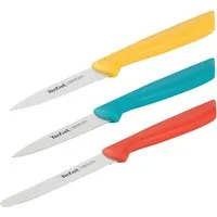 Tefal Messer-Set Colorfood für alle täglichen Vorbereitungen (Set, 3-tlg., Universalmesser (10 cm), Schälmesser (8 cm), Schälmesser (8 cm), deutscher Edelstahl, rostfrei, leicht strukturierte Griffe, K2733S