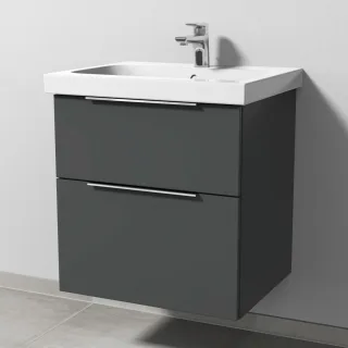 Sanipa 3way Waschtischunterbau zu Geberit iCon Light Waschtisch mit 2 Auszügen, Anthrazit-Matt UM57322