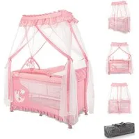 Lorelli Baby-Reisebett Reisebett, Laufstall Magic Sleep, 2 Ebenen Baldachin Mobile Wickelauflage faltbar