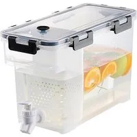 SEEZSSA Getränkespender 3,5 l Getränke-Kühleimer mit Wasserhahn,Saftspender für Kühlschrank, Getränkespender Kunststoff Eiswassereimer mit Deckel 28.5x13.6x16.7cm
