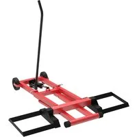 FIVMEN Rasentraktor 3-Fach Höhenverstellbar Hebebühne mit hydraulischem Wagenheber, Rahmen aus Stahl mit PVC-Räder 12 cm, 227 kg Tragkraft, Schwarz/Rot