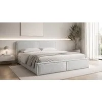 MOEBLO Polsterbett BETT 04 (Bezug: aus Cord, Doppelbett mit Kopfstütze, Rahmenbettgestell 140x200, mit Bettkasten und Lattenrost), mit Bettkasten