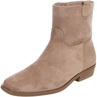 Ital-Design Damen Stiefelette mit Elastikeinsatz und Blockabsatz Stiefelette (92125648) Blockabsatz Flache Stiefeletten in Hellbraun