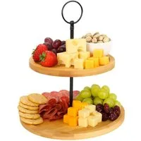 Cheffinger Etagere 2-stöckige Etagere Bambus – Servierplatte für Obst, Snacks & Gebäck, Bambus, (3-tlg)