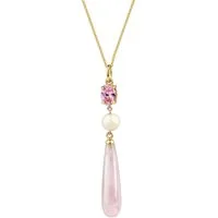 Firetti Kette mit Anhänger Schmuck Geschenk Silber 925 Halsschmuck Halskette Tropfen, mit Mondstein, Rosenquarz, Zirkonia (synth)